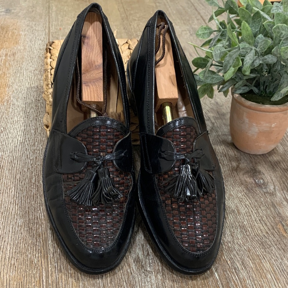 Johnston & Murphy Black and Brown Tassel Loafers